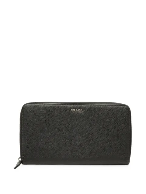 Prada Pre-Owned 2010-2026 Saffiano Zip Around Wallet long wallets Black 50CVD4RVNN896U16