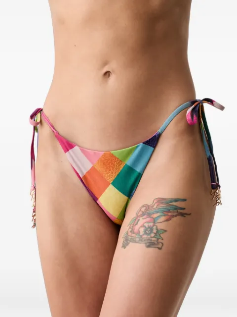Kurt Geiger London check-print side-tie bikini bottoms Blue KGL4WBT22