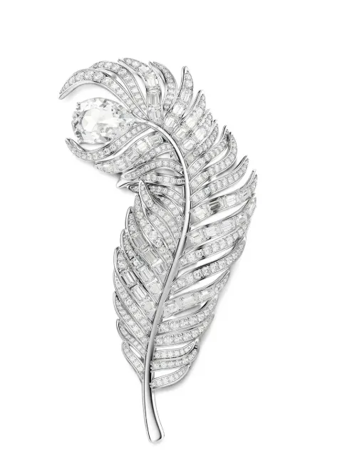 Swarovski Vienna crystal-embellished feather brooch Silver 5741558
