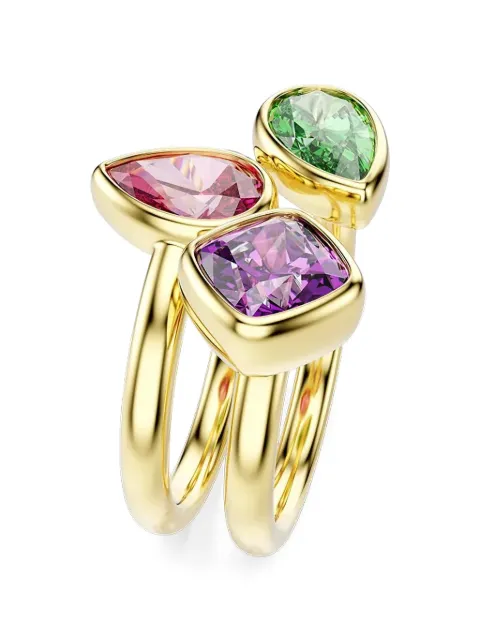 Swarovski crystal-embellished stacked rings Gold 5753277