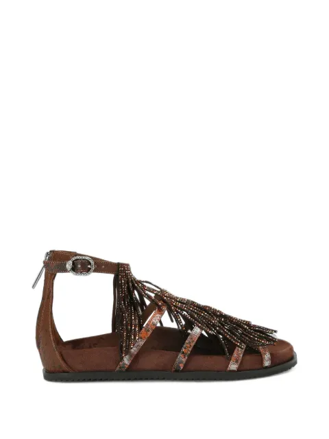 Kurt Geiger London fringe-trimmed snakeskin-effect sandals Brown 5855335069