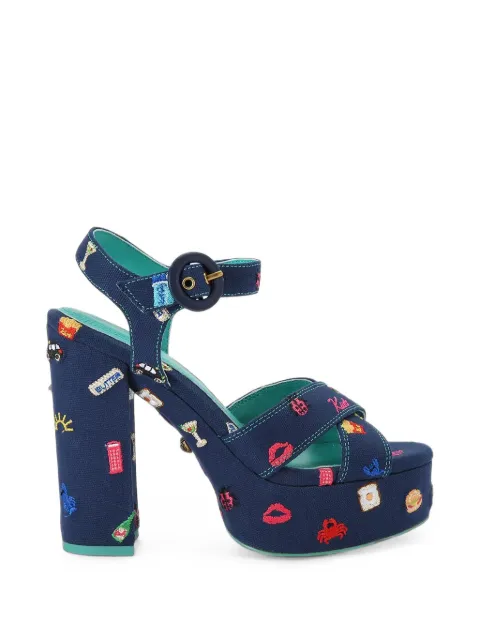 Kurt Geiger London embroidered platform sandals Blue 5855484339