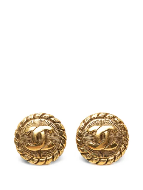 CHANEL Pre-Owned 1970-1980 CC Gold Plated Sunburst Round Clip On Earrings costume earrings Gold YCX954N35R9DFXKF