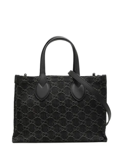 Gucci Pre-Owned 2016-2026 Medium GG Denim Ophidia Tote satchel Black S9DFQN9GQXX6Y0EV