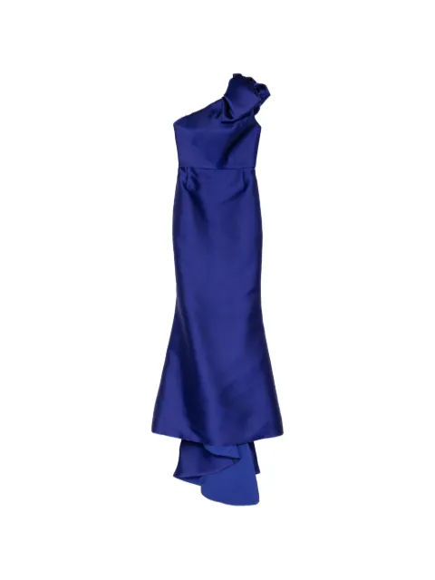 Marchesa bow-detail asymmetric gown Purple M4180826