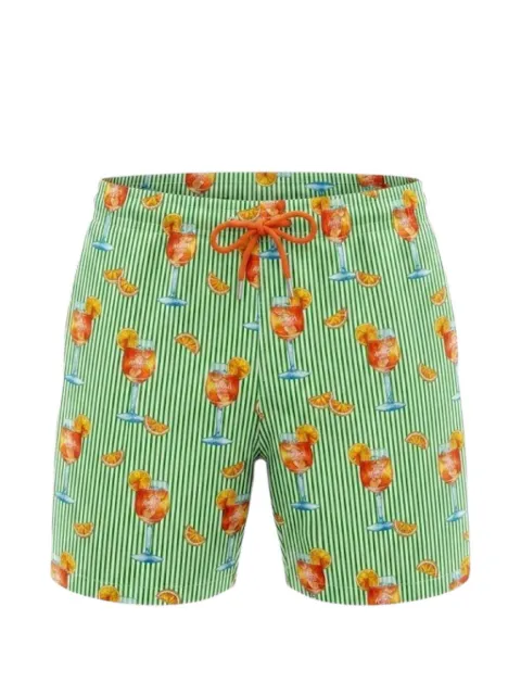 MC2 Saint Barth Gustavia cocktail-print striped swim shorts Green GUS0001