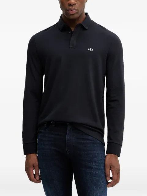 Armani Exchange logo-embroidered long-sleeve polo shirt Blue XM001288AF17321