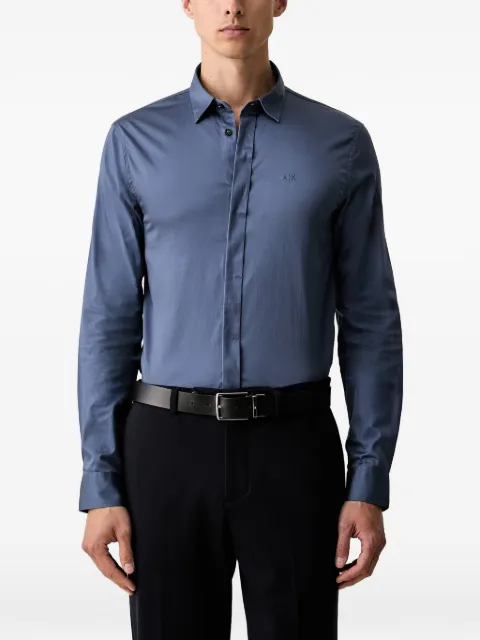 Armani Exchange logo-embroidered slim-fit shirt Blue 8NZCBDZN10Z