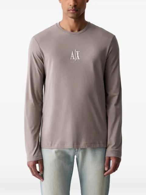 Armani Exchange logo-embroidered long-sleeve T-shirt Grey XM000364AF12308