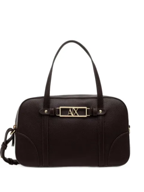 Armani Exchange logo-plaque pebbled handbag Brown XW002610AF15632