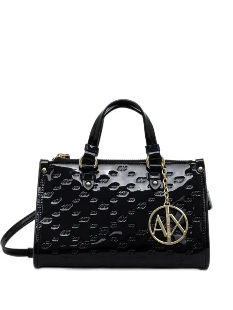 Armani Exchange logo-embossed patent shoulder bag Black XW000928AF26968