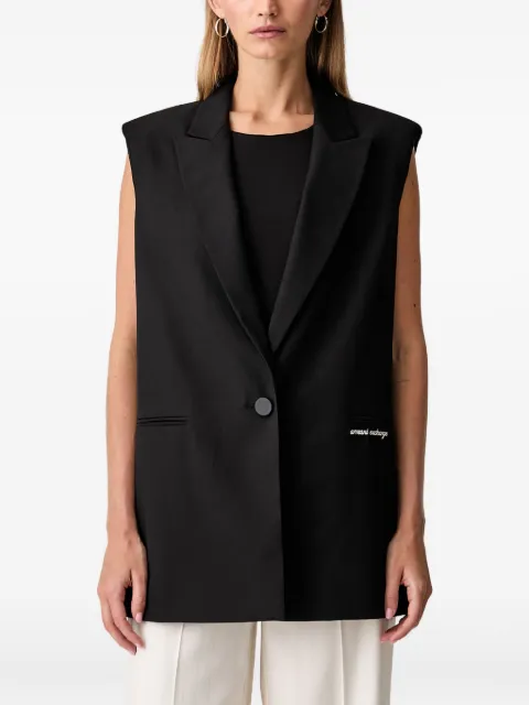 Armani Exchange logo-print sleeveless blazer Black XW002463AF26067