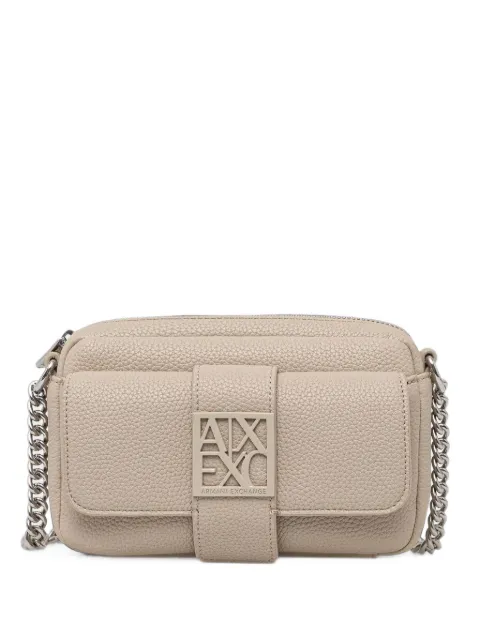 Armani Exchange Camera logo-plaque pebbled mini bag Neutrals XW000324AF11902