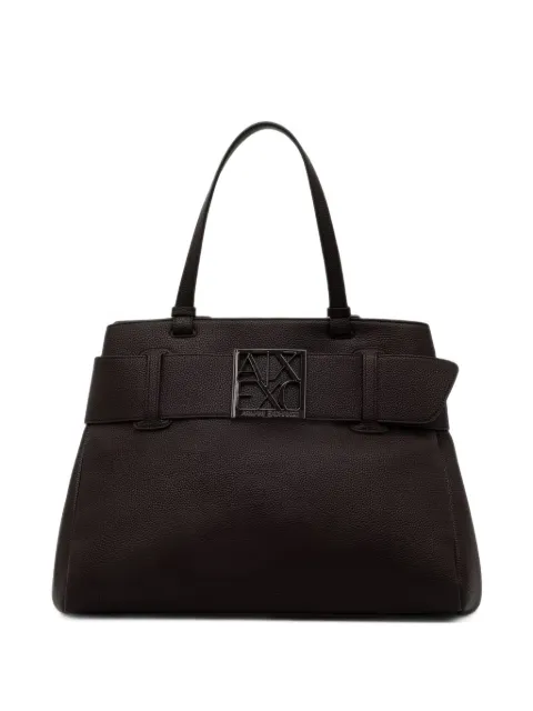 Armani Exchange logo-plaque pebbled-effect tote bag Brown XW000284AF11902