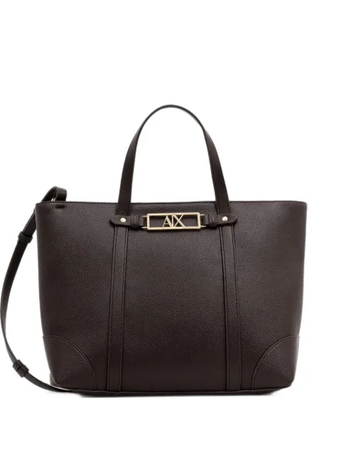 Armani Exchange logo-plaque grained handbag Brown XW002609AF15632