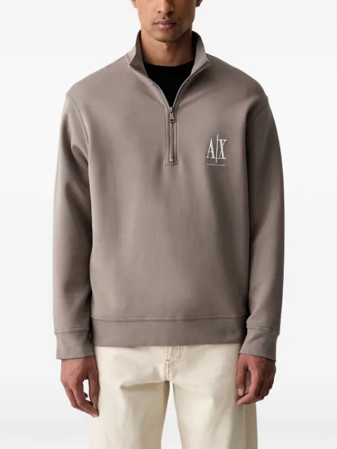 Armani Exchange logo-embroidered quarter-zip sweatshirt Grey XM000370AF10818