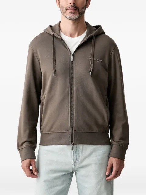Armani Exchange logo-print zip-up hoodie Brown XM001293AF20934