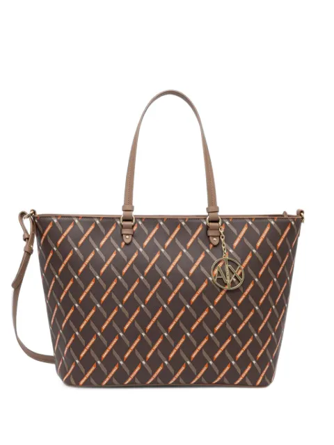 Armani Exchange logo-print monogram tote bag Brown XW000926AF17155
