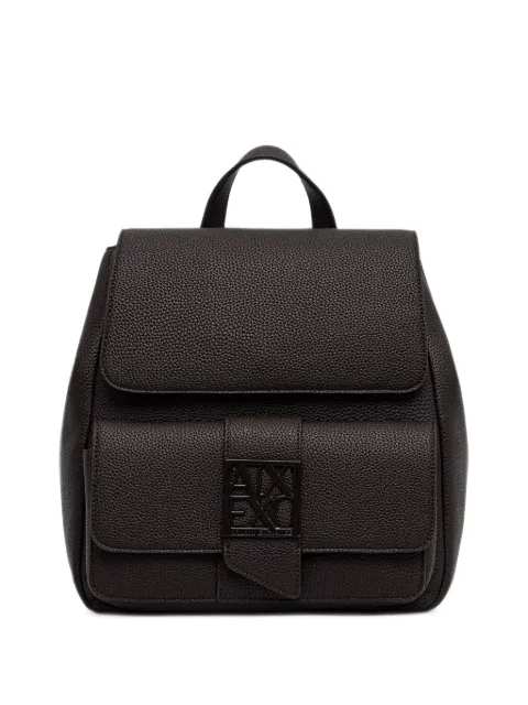 Armani Exchange logo-plaque pebbled backpack Brown XW002591AF1