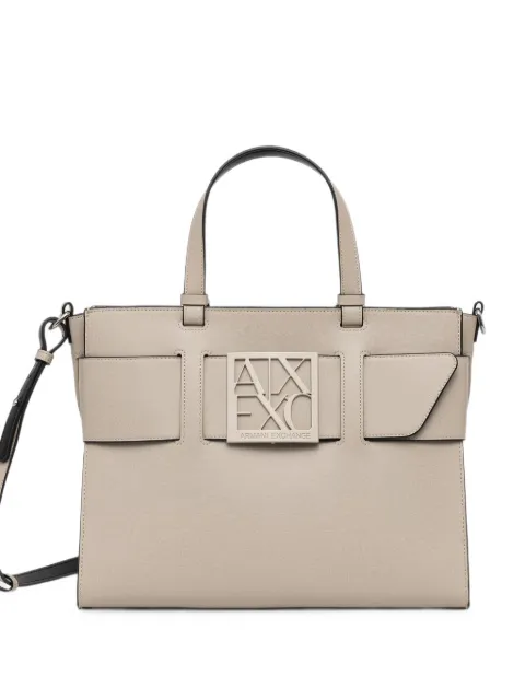Armani Exchange logo-plaque tote bag Neutrals 9426890A874