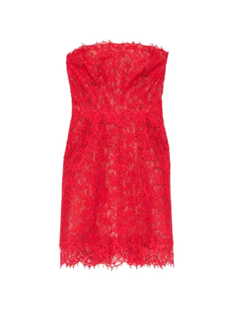 Monique Lhuillier strapless lace-embroidered dress Red 1511626