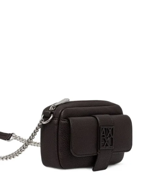 Armani Exchange logo-plaque pebbled cross body bag Brown XW000324AF1