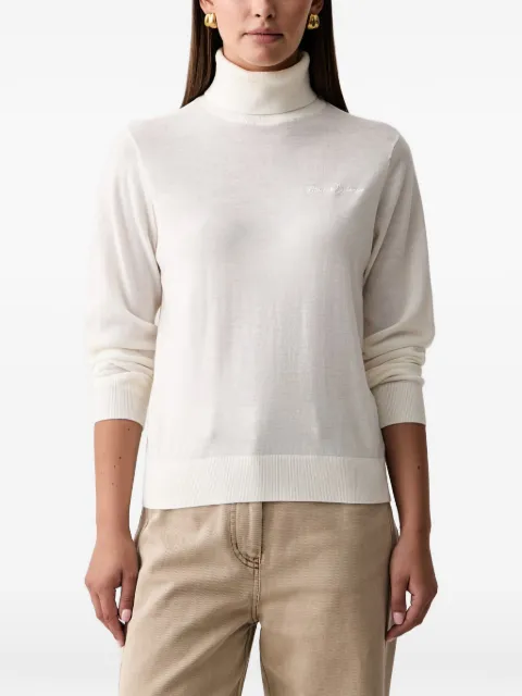 Armani Exchange logo-embroidered roll-neck sweater White XW001440AF1