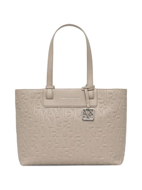 Armani Exchange logo-embossed grained tote bag Neutrals XW001481AF15774