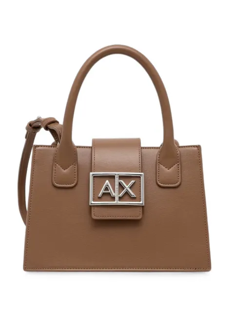 Armani Exchange logo-plaque top-handle tote bag Brown XW000306AF12039