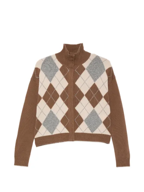 Max Mara argyle-intarsia button-collar sweater Brown 2626346052600