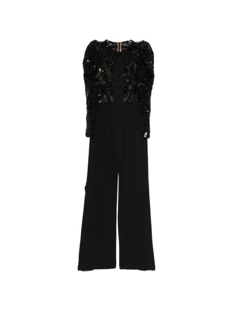 Elie Saab beaded Juliet-sleeve jumpsuit Black 892826
