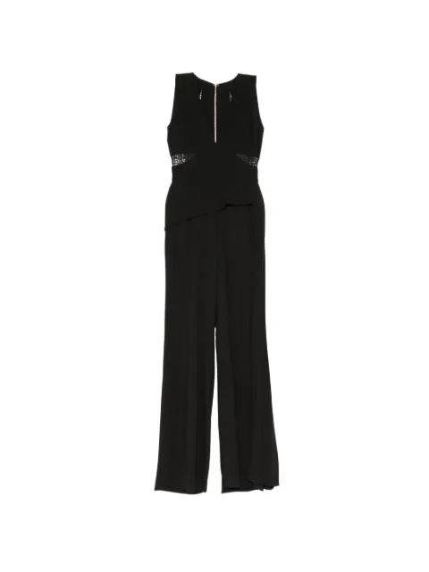 Elie Saab lace-insert peplum jumpsuit Black 664026