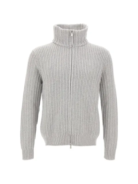 Gran Sasso ribbed-knit zip-up cardigan Grey 1015519673044
