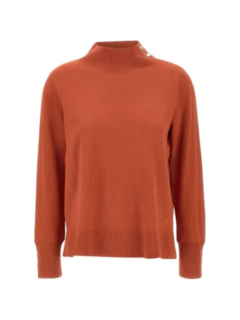 ELENA MIRÒ button-detail ribbed-trim fine-knit top Orange M039Z000800N017