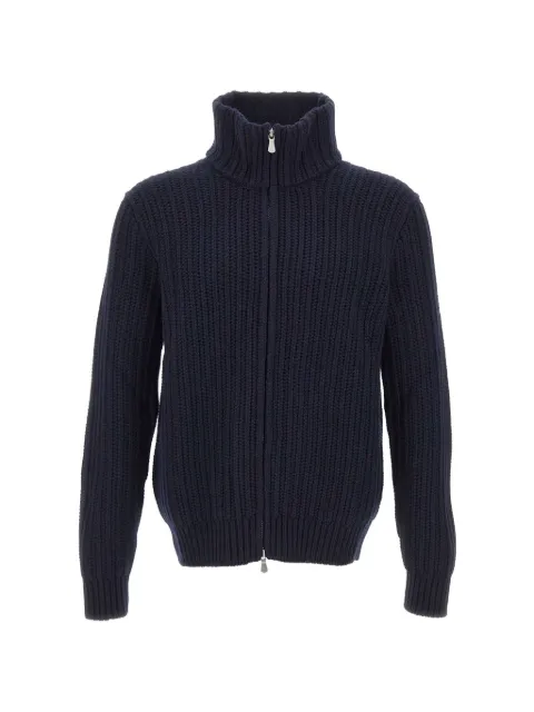 Gran Sasso ribbed-knit zip-up cardigan Blue 1015519673598