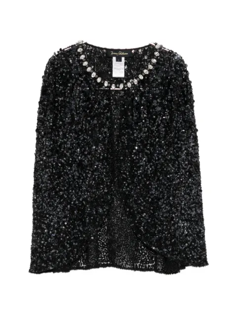 Jenny Packham sequin-embellished capelet jacket Black BBAP10626