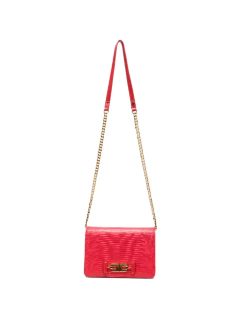 Elisabetta Franchi lizard-effect logo-plaque clutch bag Red BS09A66E2