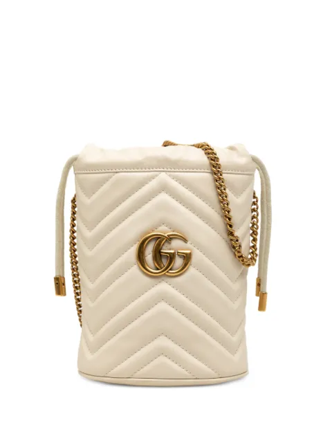 Gucci Pre-Owned 2000-2015 Small GG Marmont Matelasse Calfskin bucket bag White LWFI78IFPS94JDP0