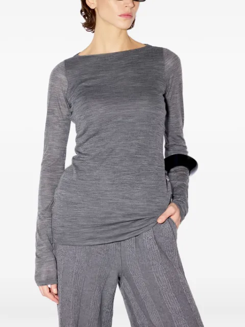 Liviana Conti long-sleeve boat-neck T-shirt Grey F6WH16
