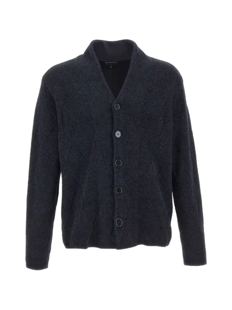 Emporio Armani ribbed virgin wool-blend cardigan Blue EM006317AF27920U