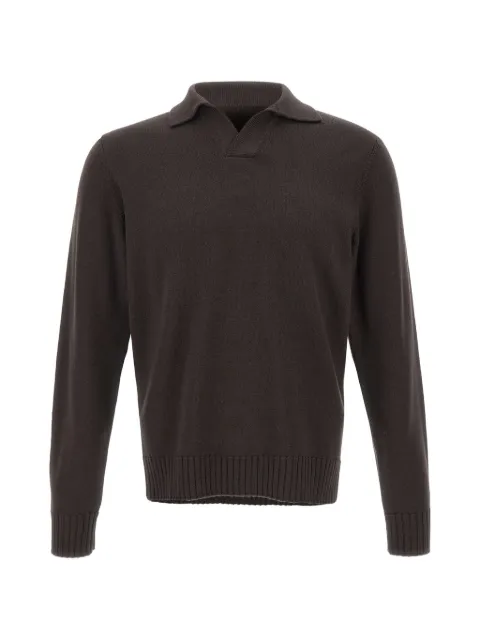 Filippo De Laurentiis Skipper merino wool polo collar T-shirt Brown PL3MLSKWM8R280