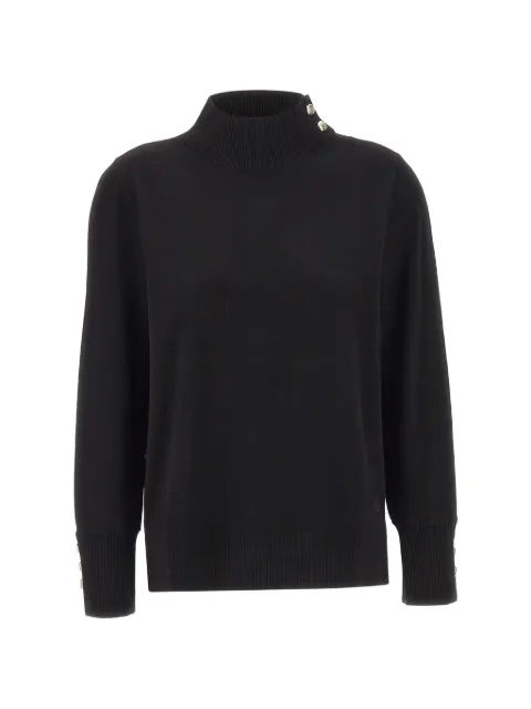 ELENA MIRÒ logo-embroidered button-detail sweater Black M039Z000800N033