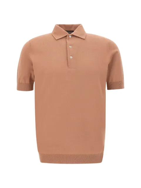 Filippo De Laurentiis crepe-knit ribbed polo shirt Brown PL1MCPARCR14R065