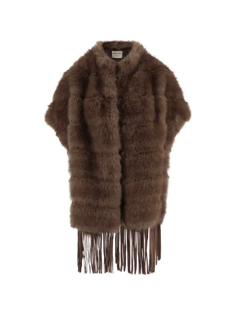 UNCOMMON faux-fur fringed cape Brown AD109FSBL005