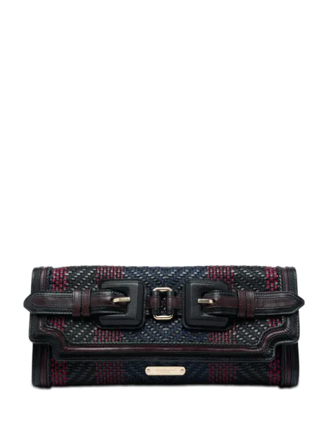 Burberry Pre-Owned 2000-2017 Prorsum Woven Buffalo Leather and Cotton clutch bag Black ELXNR051JGA4PYTC