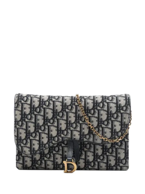 Christian Dior Pre-Owned 2020 Oblique Canvas Saddle Pouch Wallet on Chain crossbody bag Blue XSUZ1Y43HWFP5NS4