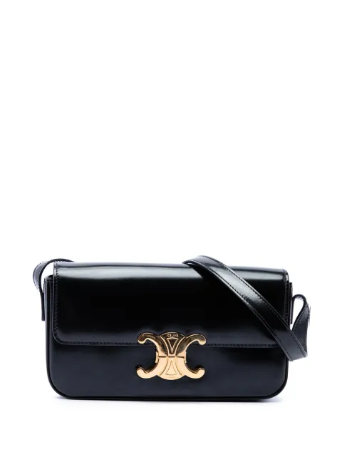 Celine Pre-Owned 2022 Shiny Calfskin Triomphe Claude shoulder bag Black NVNS8BMLNAFG415K