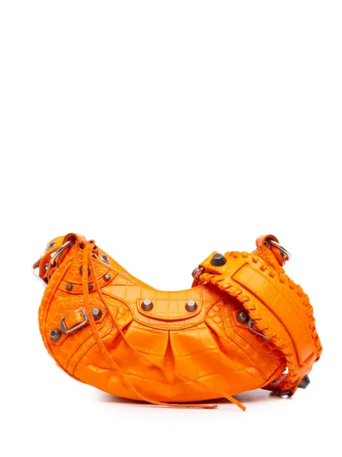 Balenciaga Pre-Owned 2022 Croc Embossed Leather Motocross Le Cagole XS crossbody bag Orange 07WJ9A3ZA0B3ONBZ