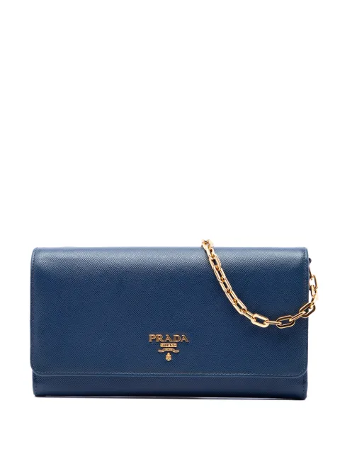 Prada Pre-Owned 2013-2026 Saffiano Wallet On Chain crossbody bag Blue 74M6L7U741G4Q34F
