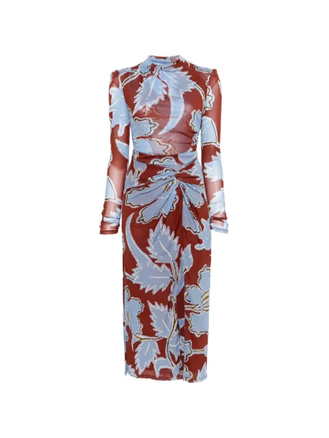 DVF Diane von Furstenberg Amadis floral-print ruched midi dress Brown D523A